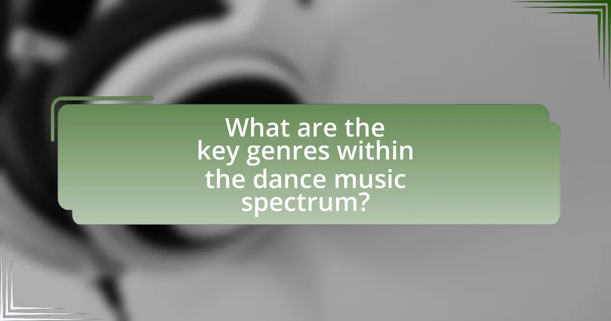 What are the key genres within the dance music spectrum?